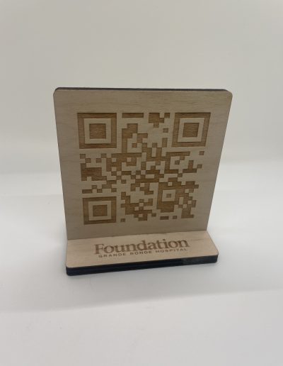 engraved wood qr code sign