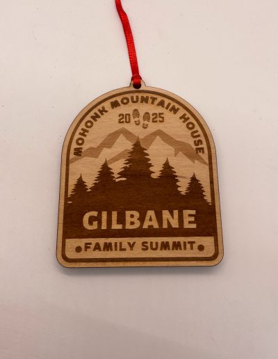 engraved wood ornament corporate gift